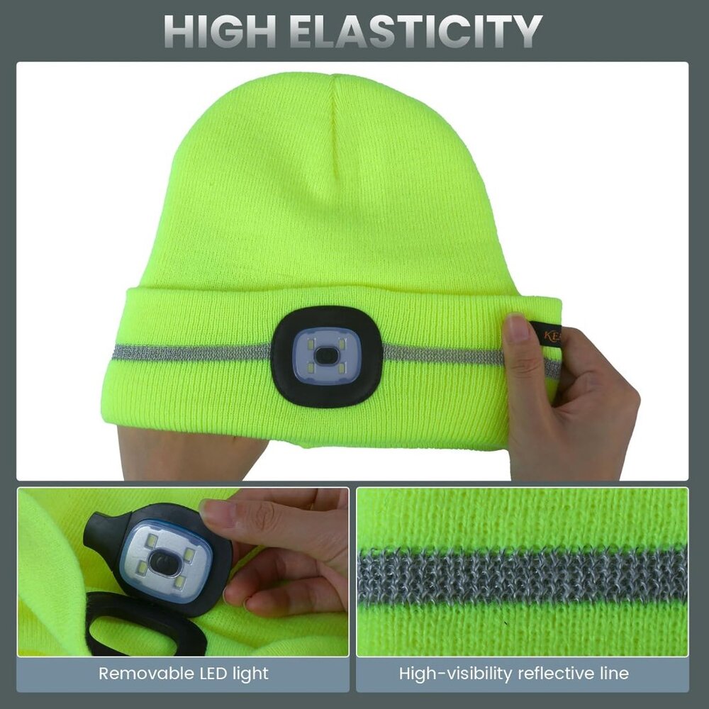 Reflective Stripe Led Beanie With The Light Winte… - image 2